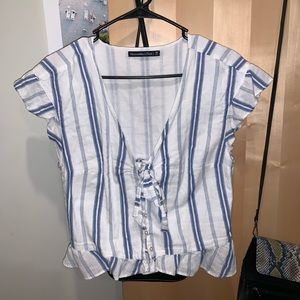 ABERCROMBIE WHITE AND BLUE TOP!